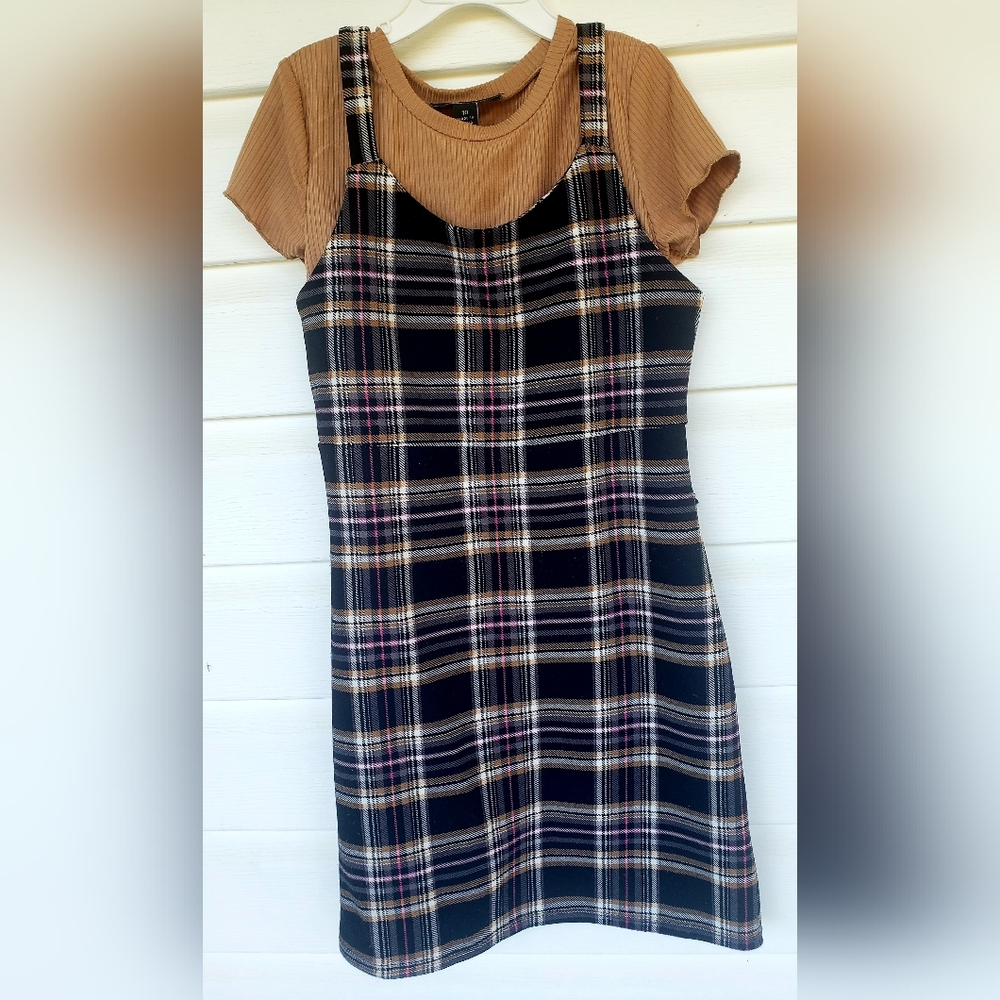 Amy Byer Plaid Black and Tan Jumper Dress!!!